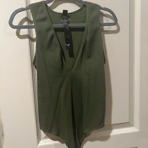 Urban Outfitters Green Deep V Bodysuit